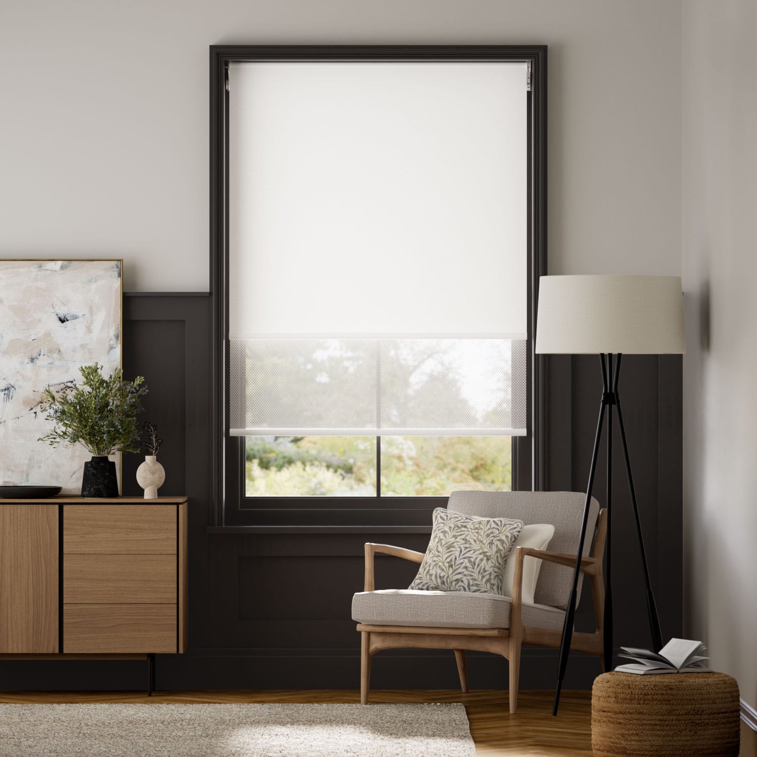 Double-rullgardin Elektrisk Atom Blanc