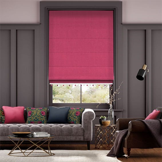 Dekorativa hissgardiner Bijou Linen Magenta & Berry