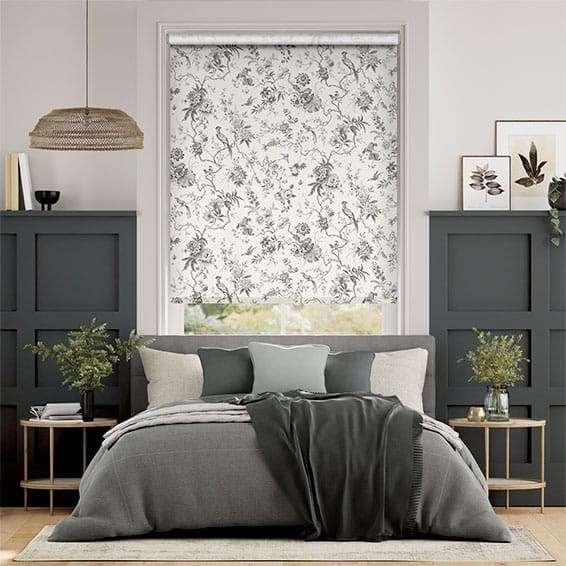 Rullgardin Bird Toile Charcoal