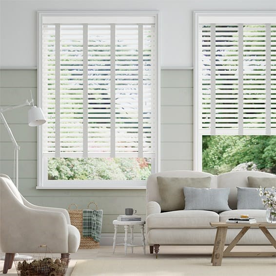 Träpersienn Chiffon White and Chic Grey - 50mm Slat