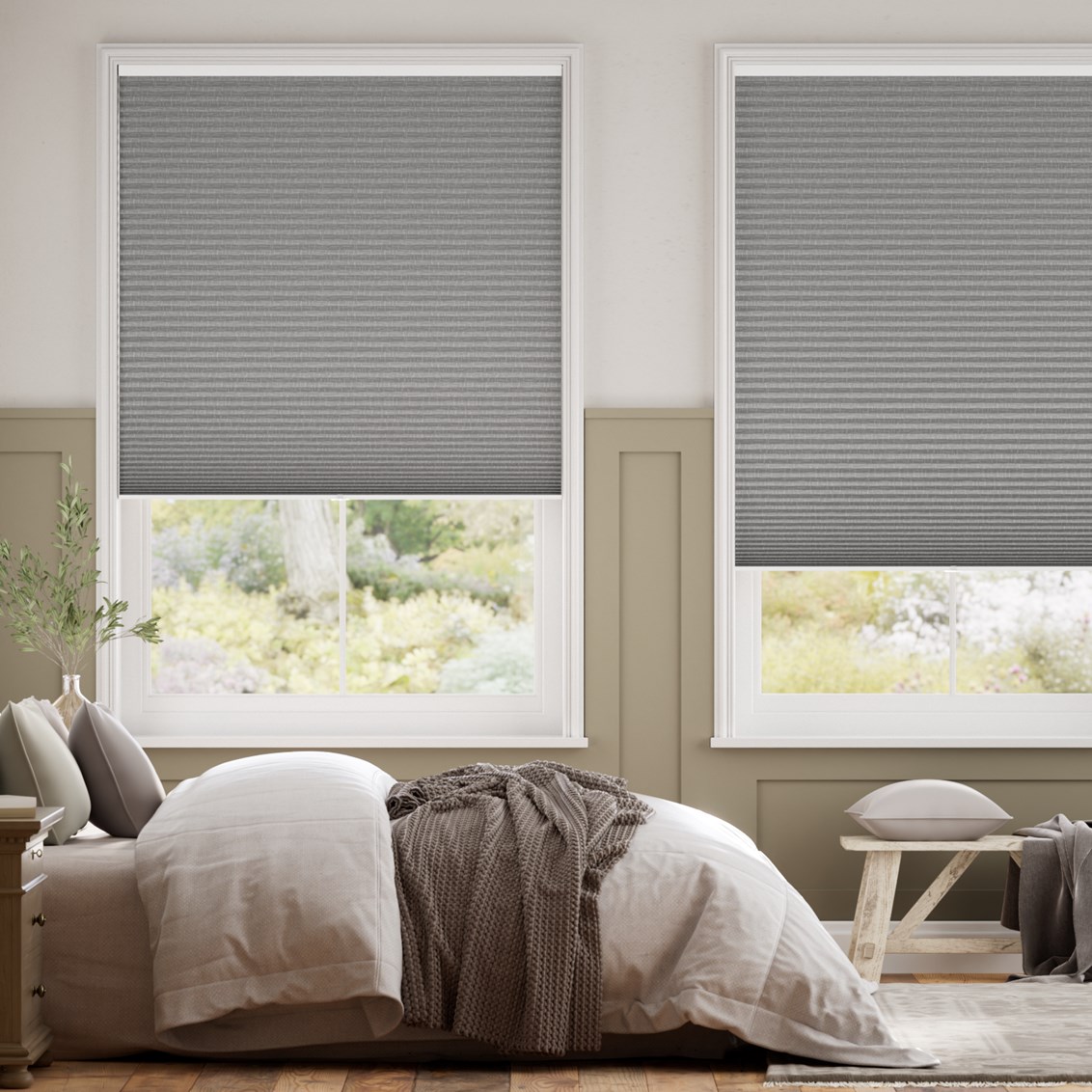 Plisségardin Cordless DuoShade Grey Weave