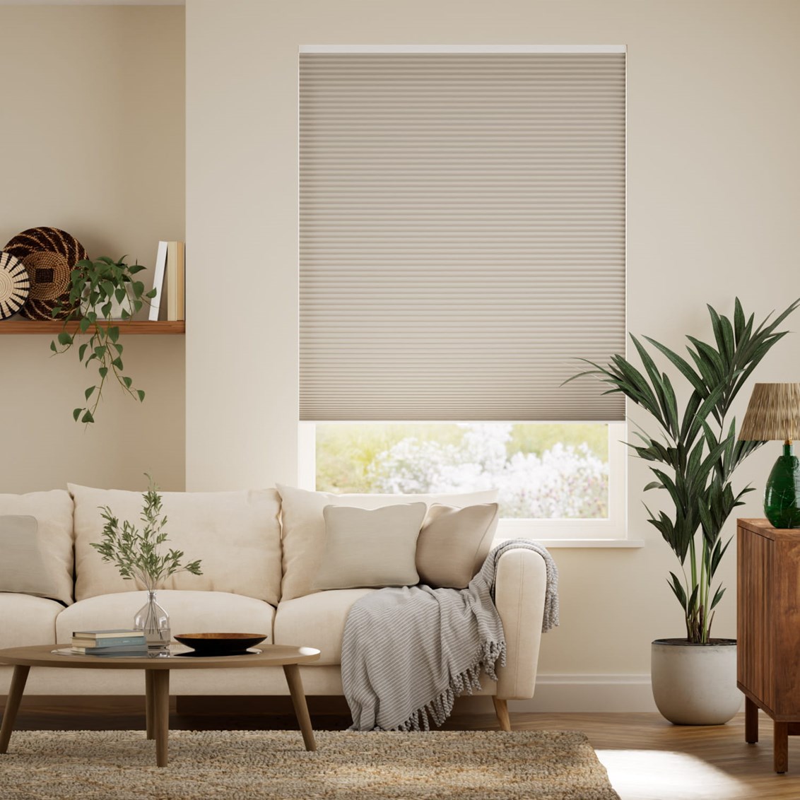 Plisségardin Elektrisk Cordless DuoShade Pebble