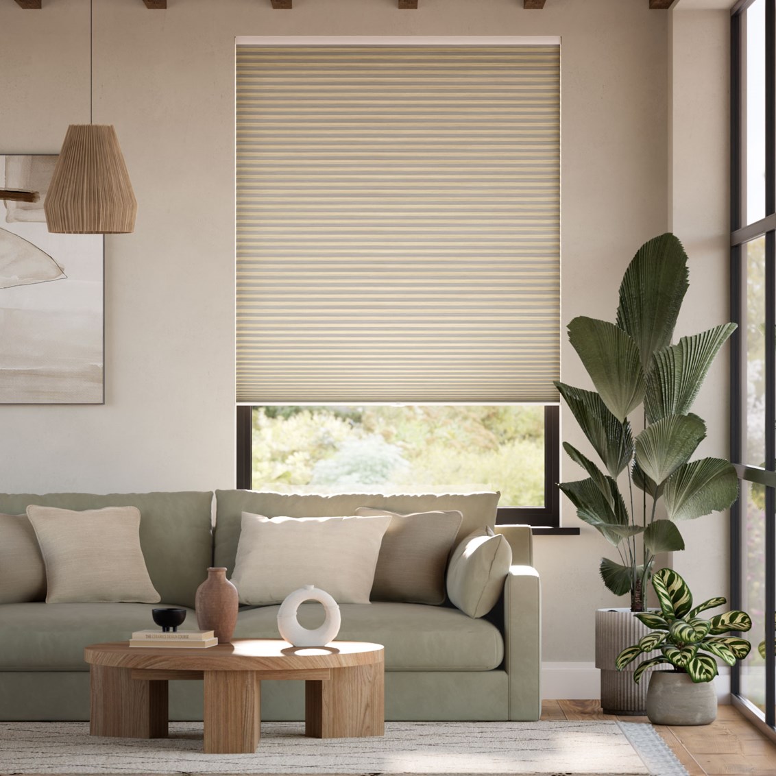 Plisségardin Elektrisk Cordless DuoShade Grain Parchment