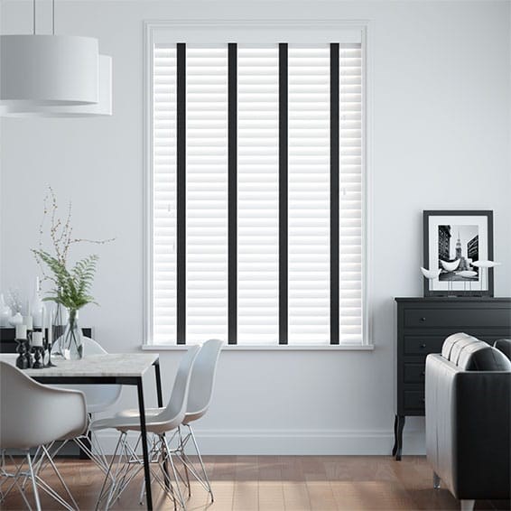 Träpersienn Gloss Ultra White & Ebony - 50 mm lameller