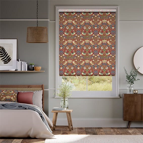 Rullgardin William Morris Strawberry Thief Harissa Red