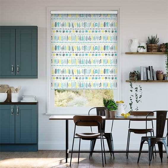 Rullgardin Leaf Stripe Aqua 