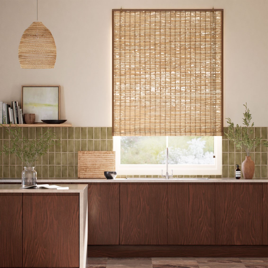 Bambu rullgardin roll-up Leticia Cedar & Demerara