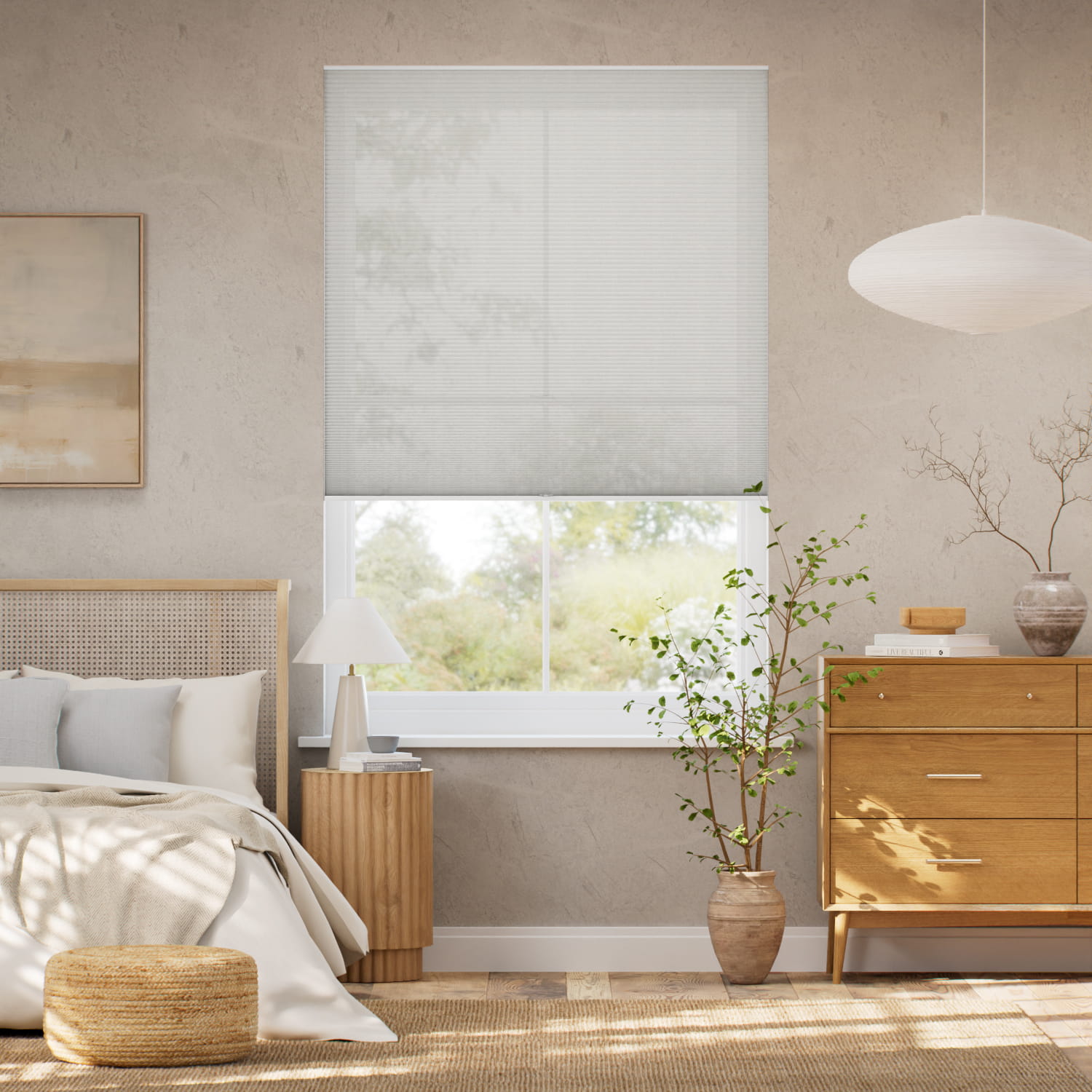 Plisségardin Linen  White