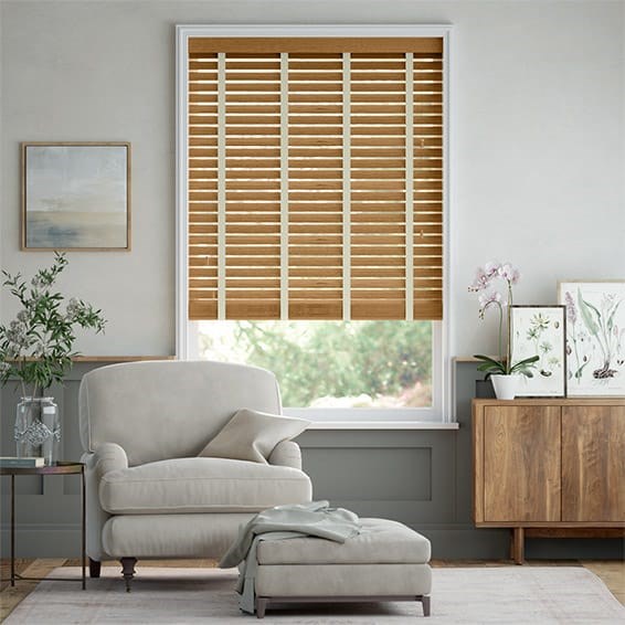 Träpersienn Macadamia Oak & Alabaster - 50mm Slat