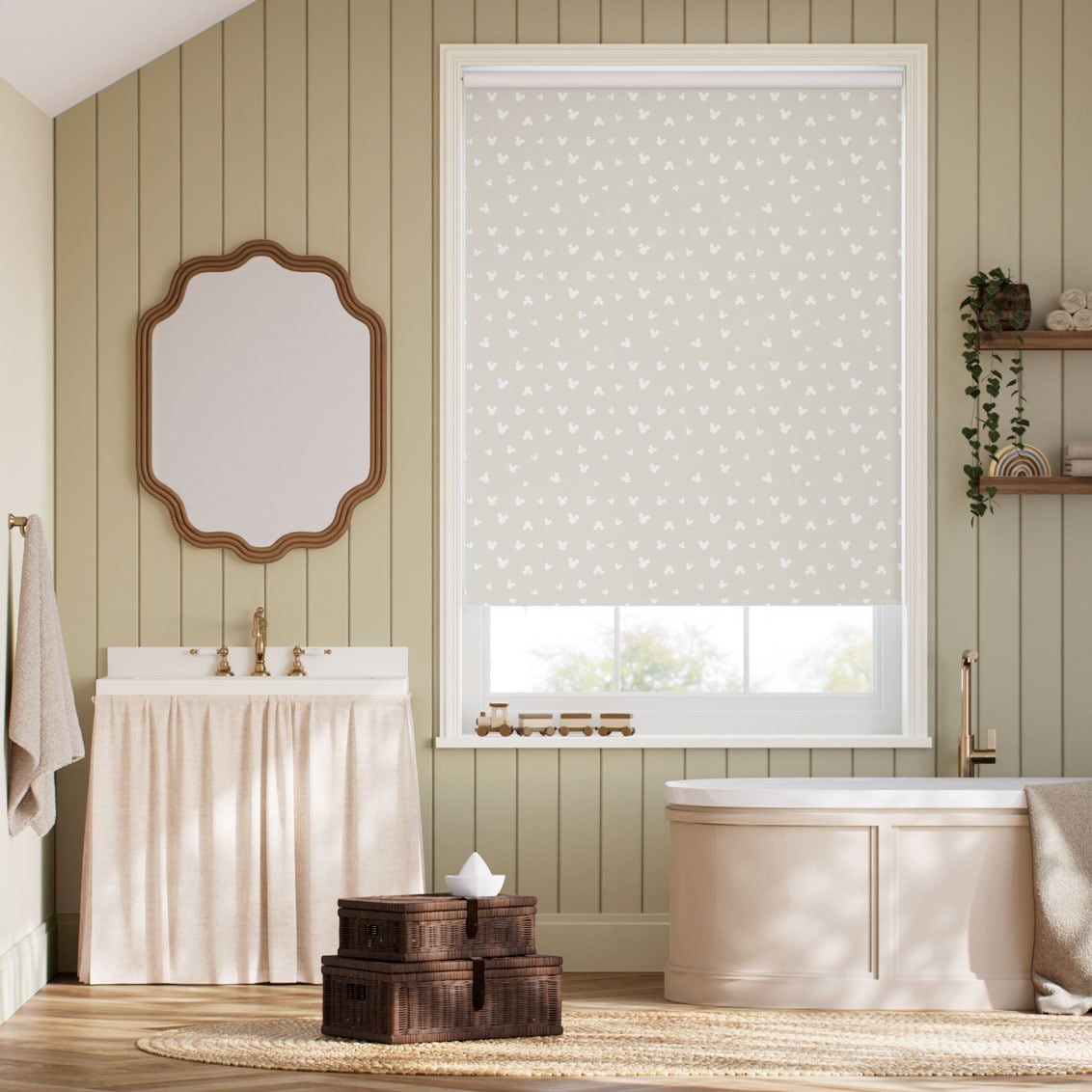 Rullgardin Twist2Fit Musse Pigg Spots Blackout Mink