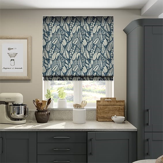 Hissgardin Scandi Ferns Vintage Linen Indigo