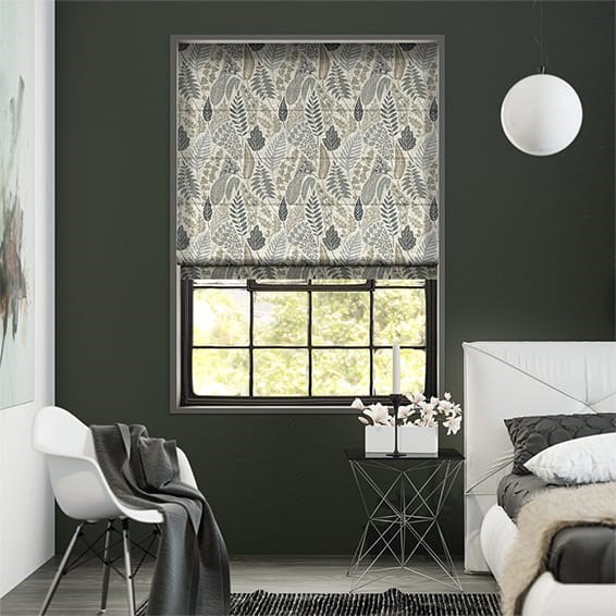 Hissgardin Scandi Ferns Vintage Linen Thunder
