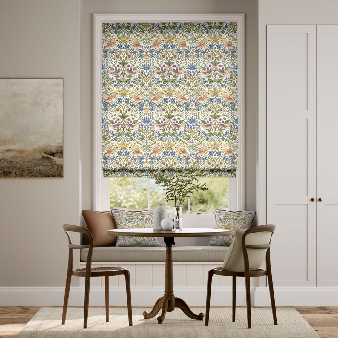 Hissgardin Elektrisk hissgardin William Morris Strawberry Thief Natural
