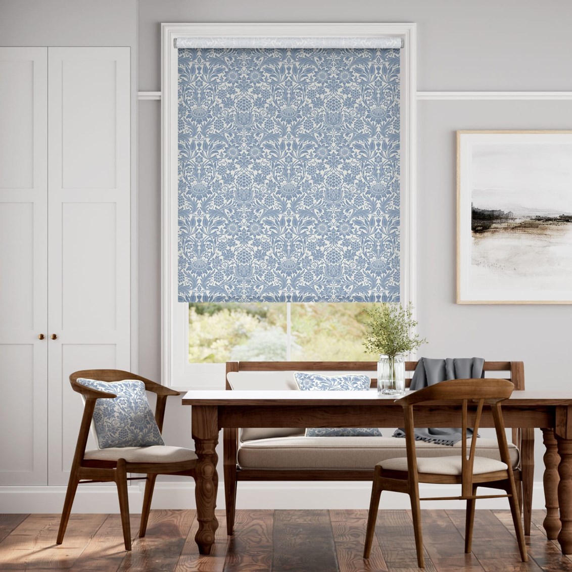 Rullgardin William Morris Sunflower Vintage Blue