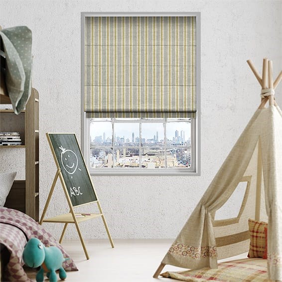 Hissgardin Twill Stripe Linen Citronella