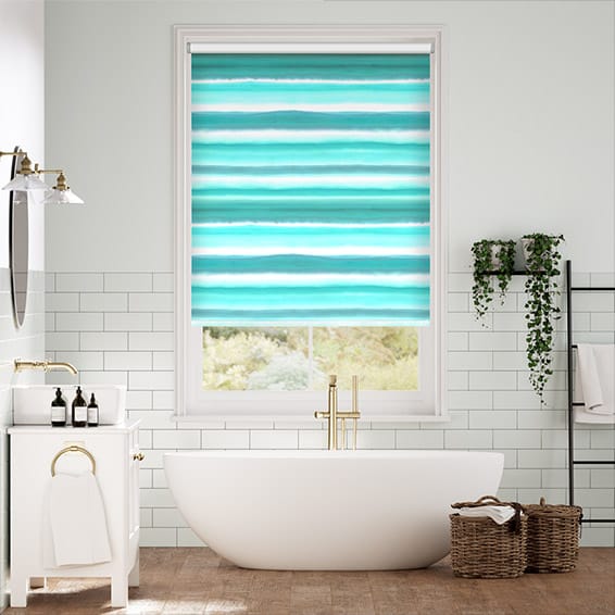 Rullgardin Watercolour Stripe Teal