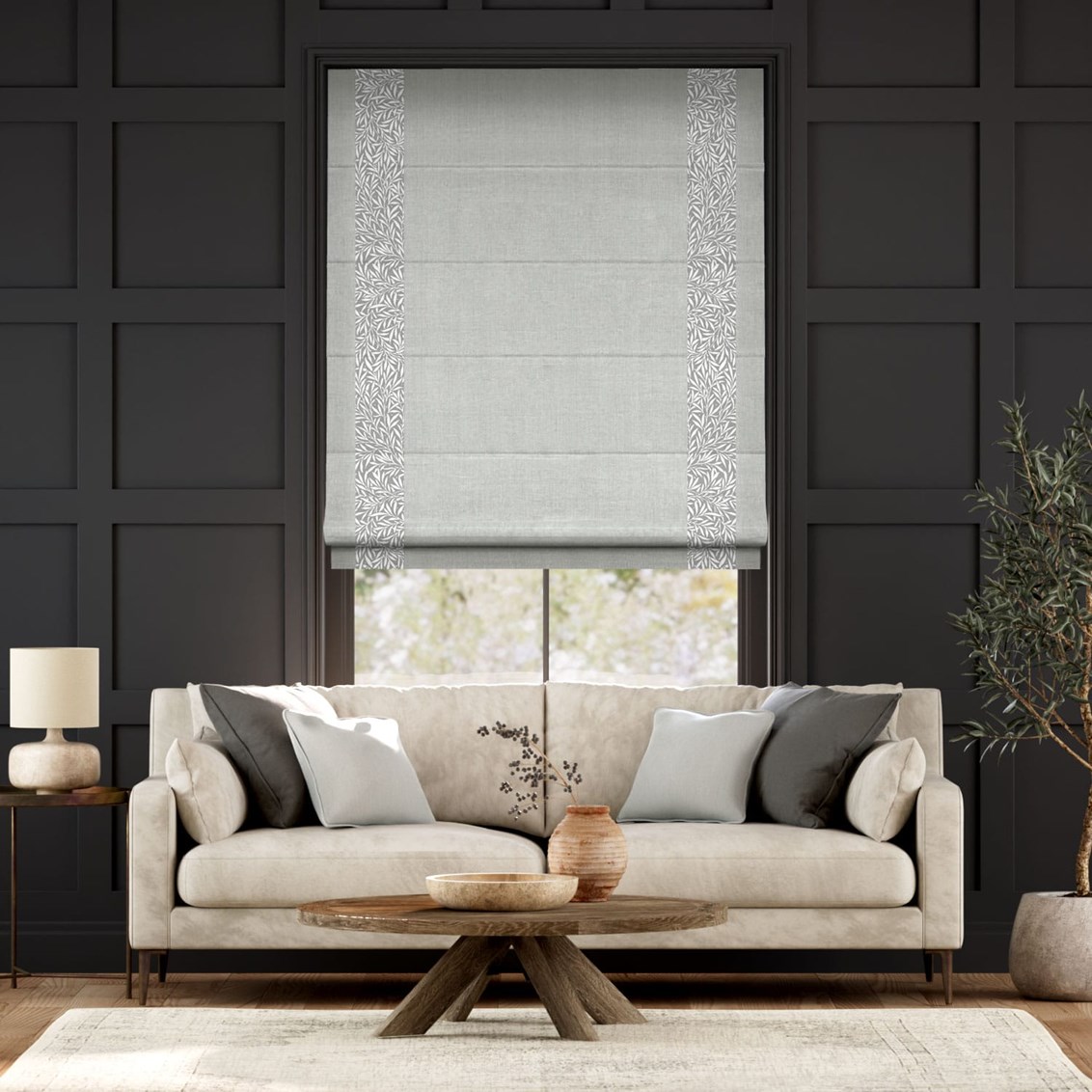 Hissgardin William Morris Willow Steeple Grey & Bijou Linen Dove Grey